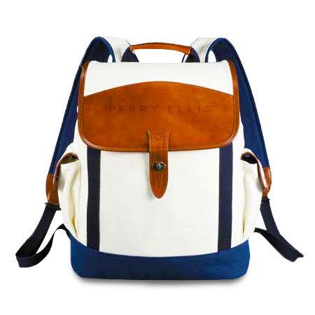 custom backpack with 'Perry Ellis' logo