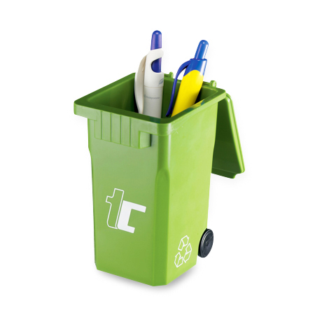 recycling bin shaped pen holder