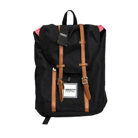 Patch Backpack with Leather Straps