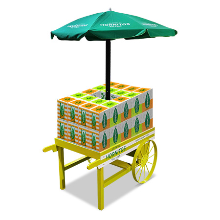 Wood Cart & Umbrella Display