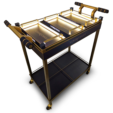 Custom Rolling Illuminated Bar Cart