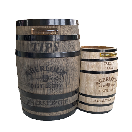 Wood Barrel Tip Jars