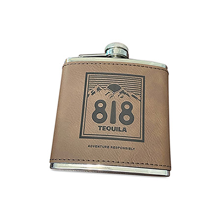 818 Tequila Debossed Leather Flask