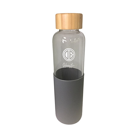 Promotional Glass Water Bottle with Wood Twist Cap