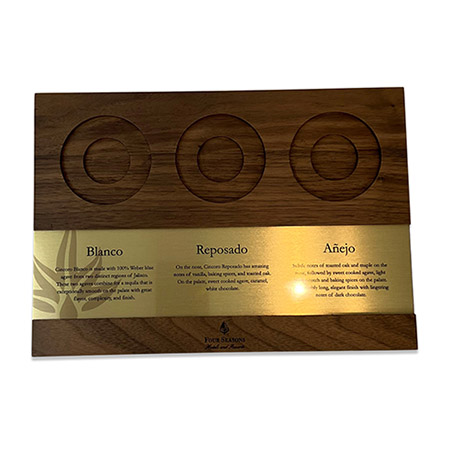 Cincoro Wood Tray With Interchangeable Brass Sublimated Plate