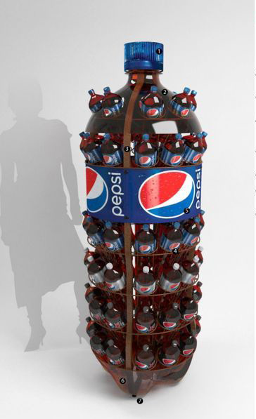 Pepsi Soda Shaped Corrugated Display