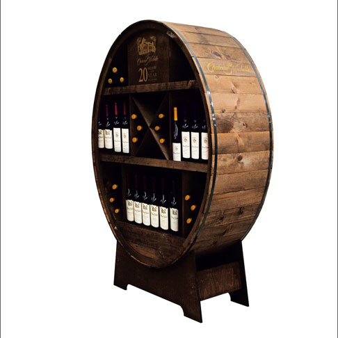 Large Round Barrel Shelf Display