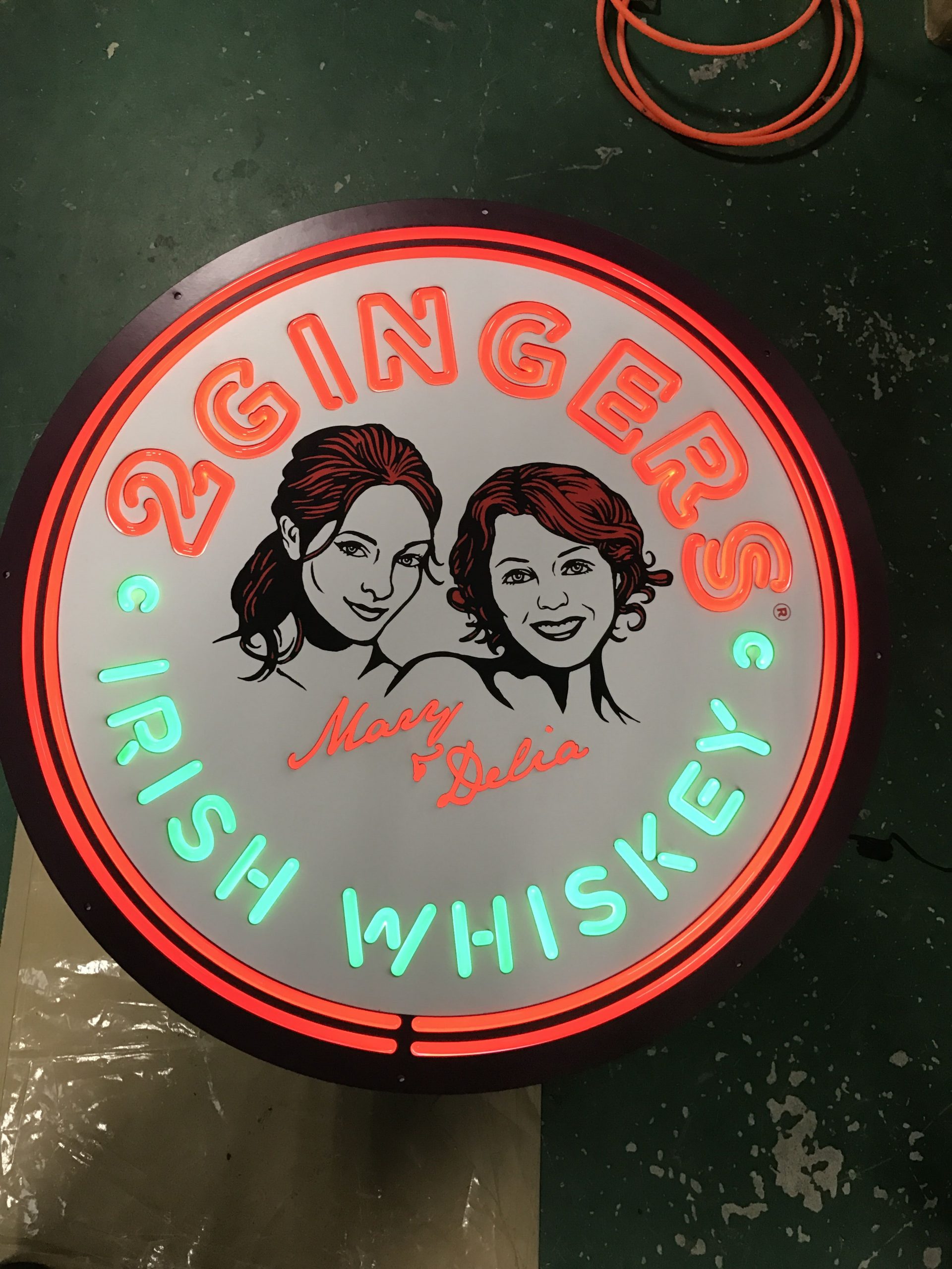 2 Ginger Irish Whiskey LED Sign