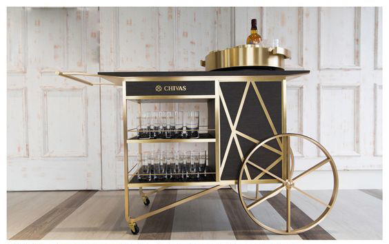 Chivas Regal Metal Rolling Bar Cart