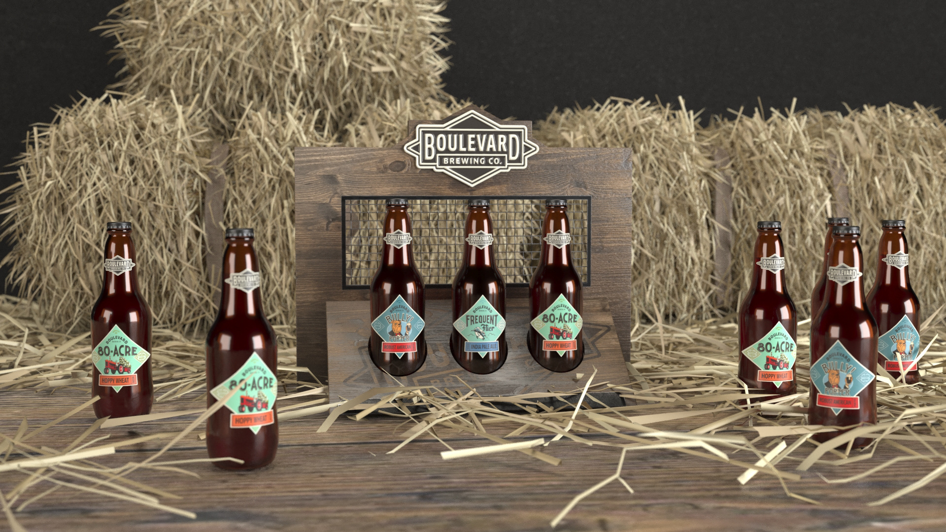 Boulevard Brewing Co. Wood Bottle Display