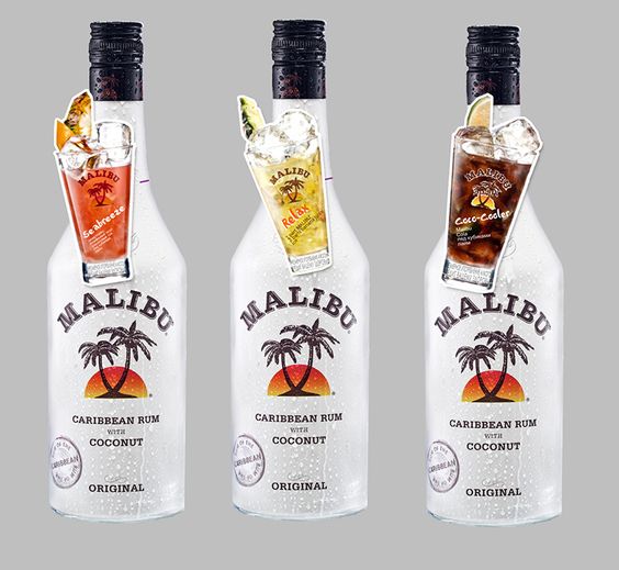 Malibu Rum Paper Bottle Necker