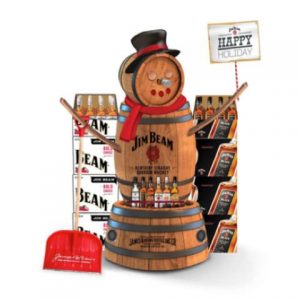 Wood Barrel Snowman Display