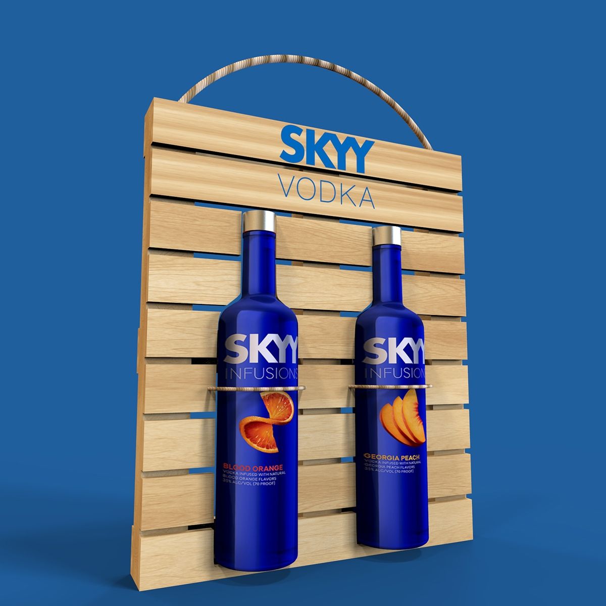 Skyy Vodka Infusion Large Wood Bottle Display