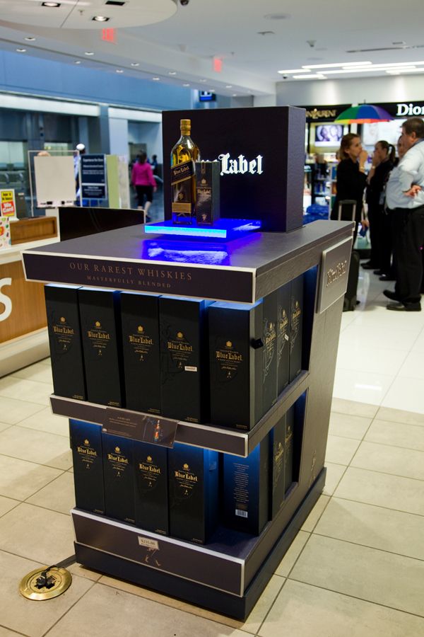 Black Label Whiskey Wood Display with LED Bottle Display